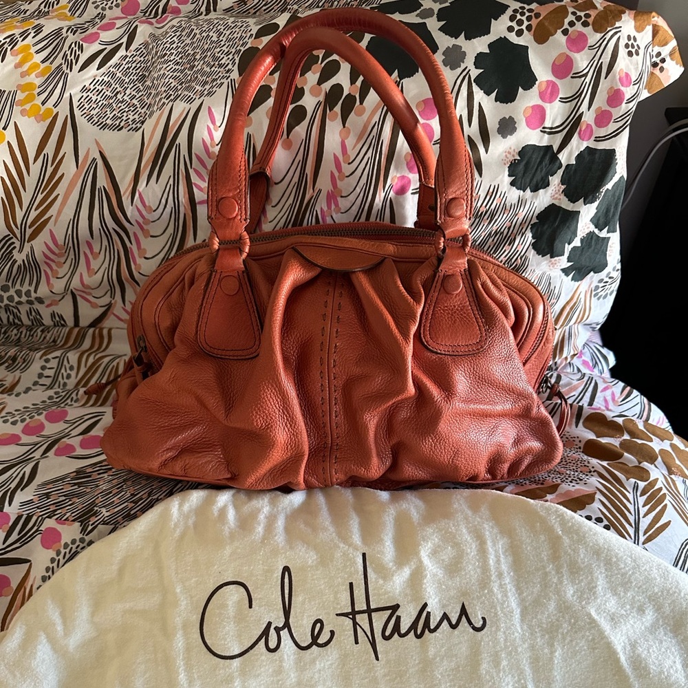 COLE HAAN Genuine Soft Leather Denney Satchel Bag;Villager triple zip